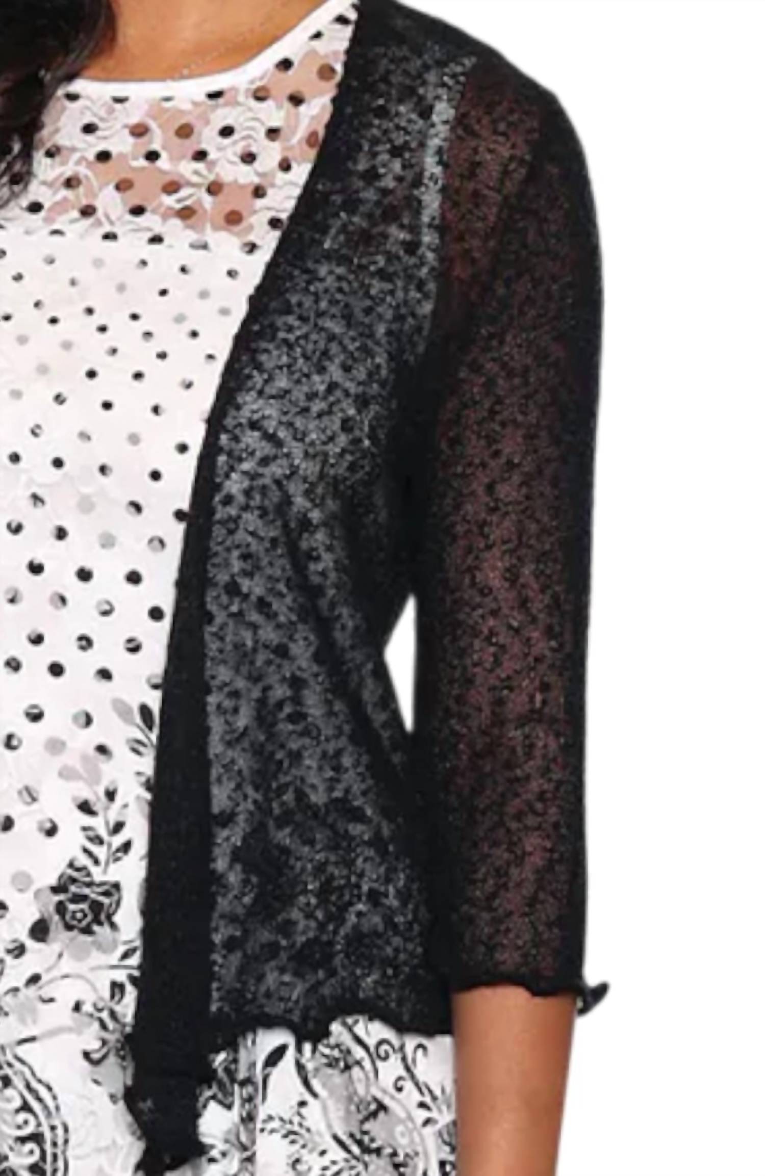 Papa Fashions - Mesh Sweater Cardigan