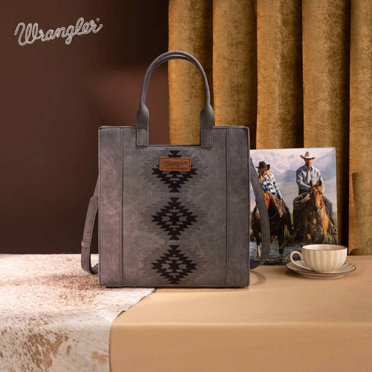 Wrangler - Aztec Embroidered Crossbody Tote Bag
