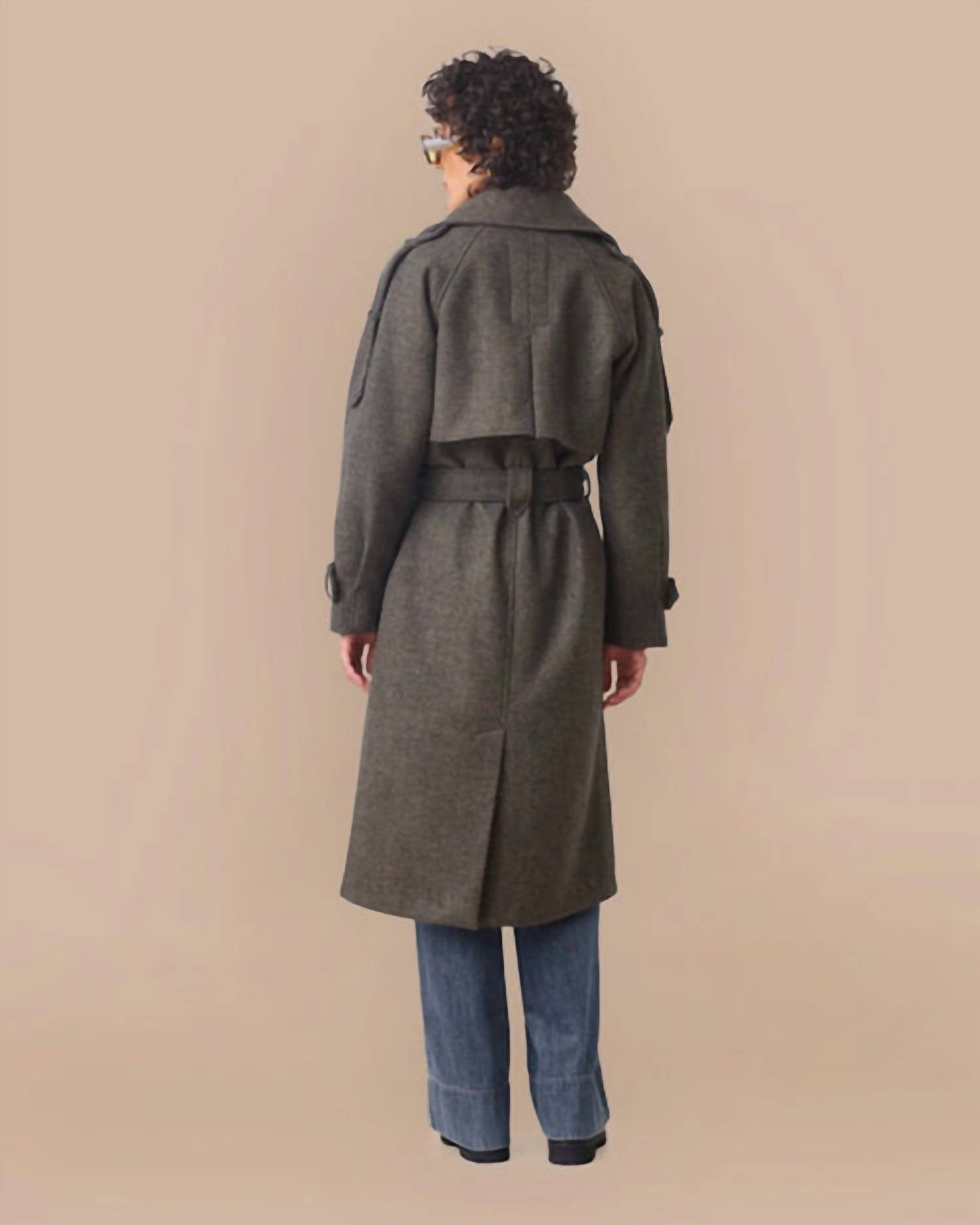 Suncoo Emo Wool Coat in choco - women's jacket - alternate view