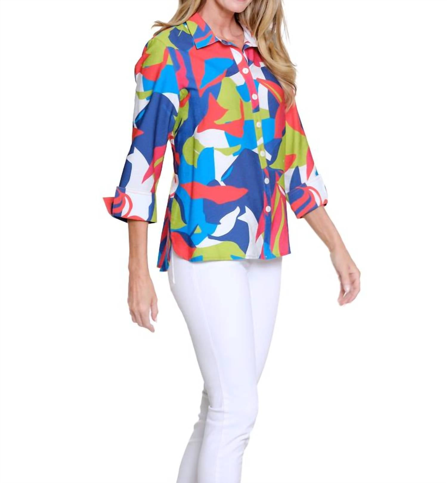 Multiples Tropical Muse Blouse in multi - women's blouse - detail view