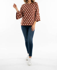 Umgee - Women's Polka Dot Raglan Sleeve Pullover