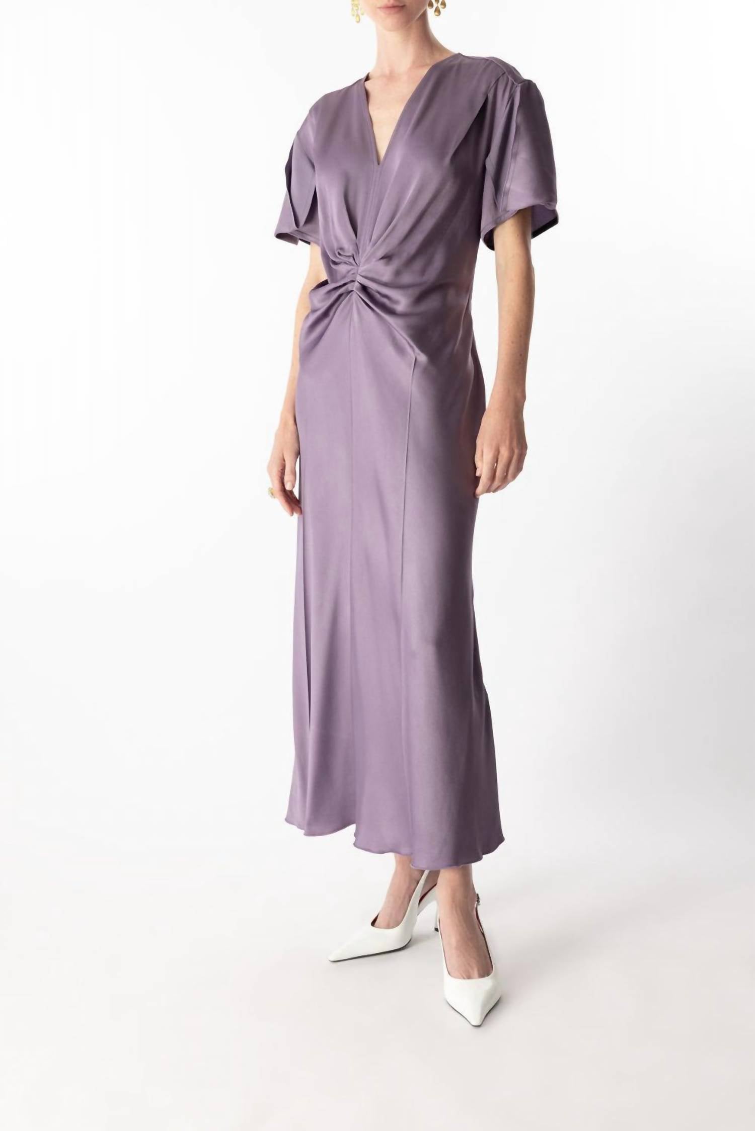 Victoria Beckham - Gathered V Neck Midi Dress