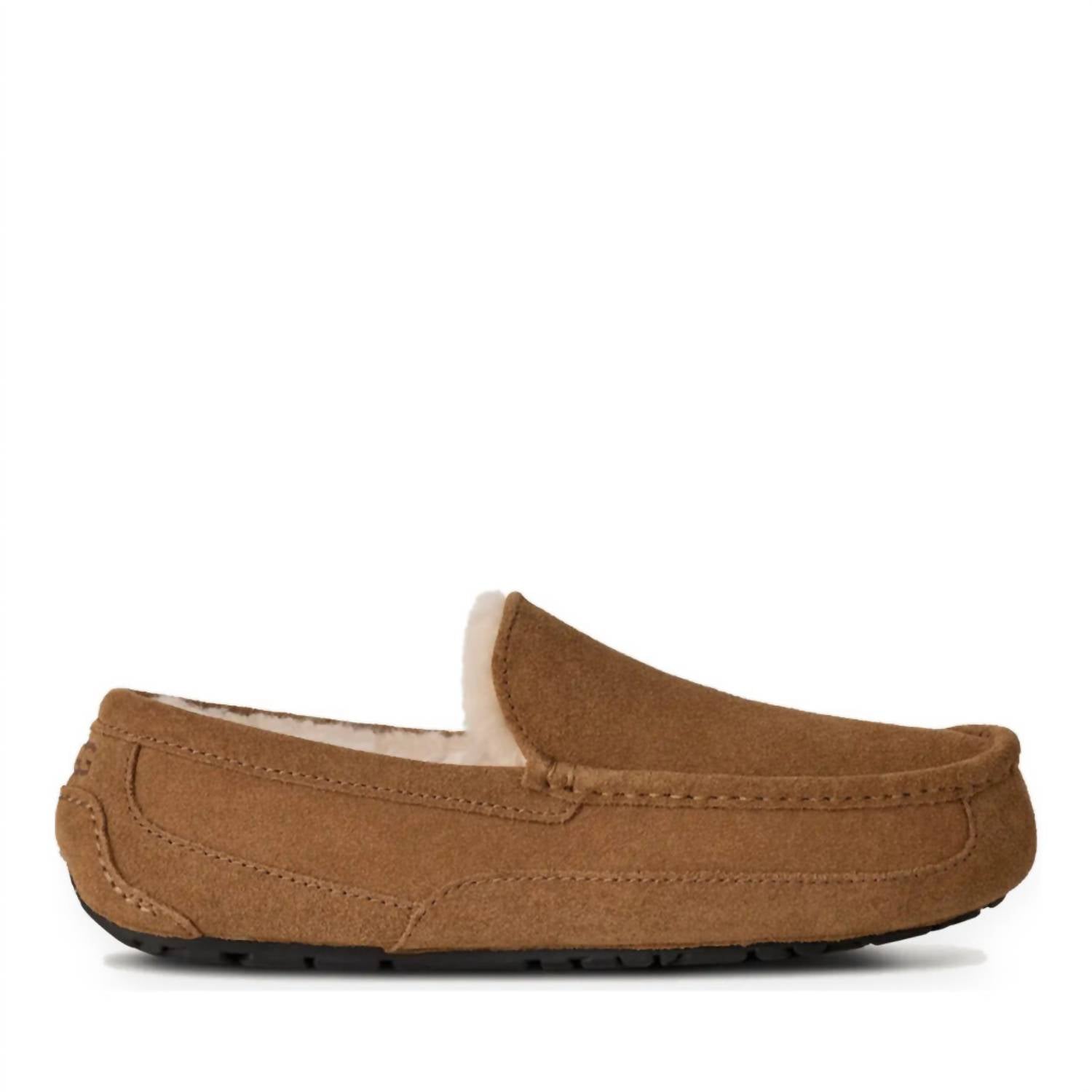 UGG Men's Ascot Suede Closed Toe Slip On Slippers in chestnut - men's loafer - detail view