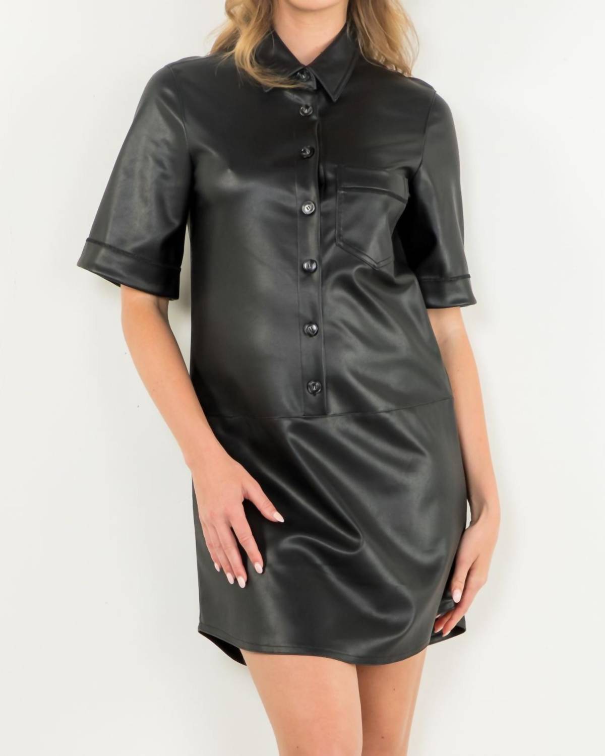Thml - Faux Leather Shirt Dress