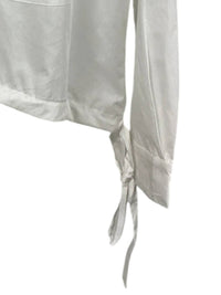Heyson Women's Drawstring Poplin Shirt in off white - women's long sleeve top - alternate view