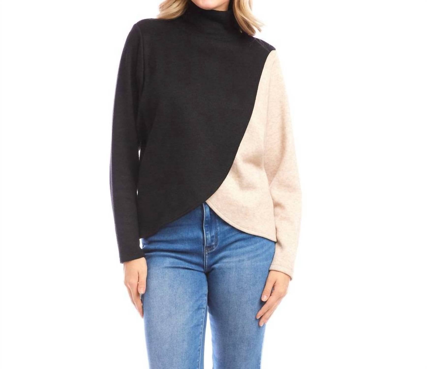 Karen Kane - Long Sleeve Crossover Colorblock Top