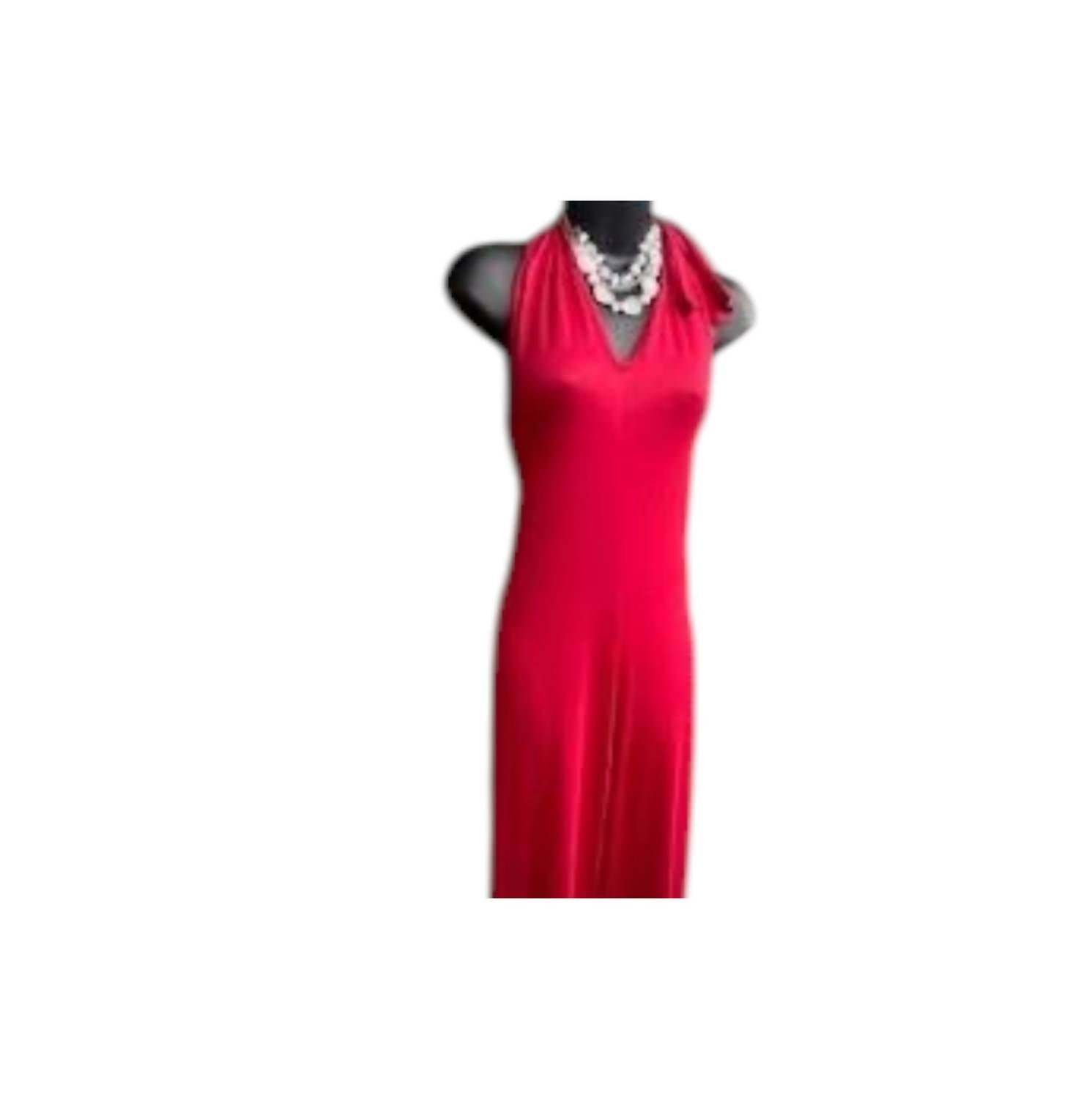 ASA Women's Halter Neck Jumpsuit in red - women's pants - detail view
