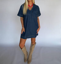 Day + Moon - Women's Ellie V Neck Denim Dress
