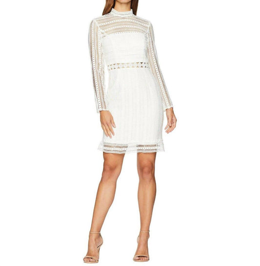 Bardot - Vivian Lace Mock Neck Long Sleeve Embroidery Dress