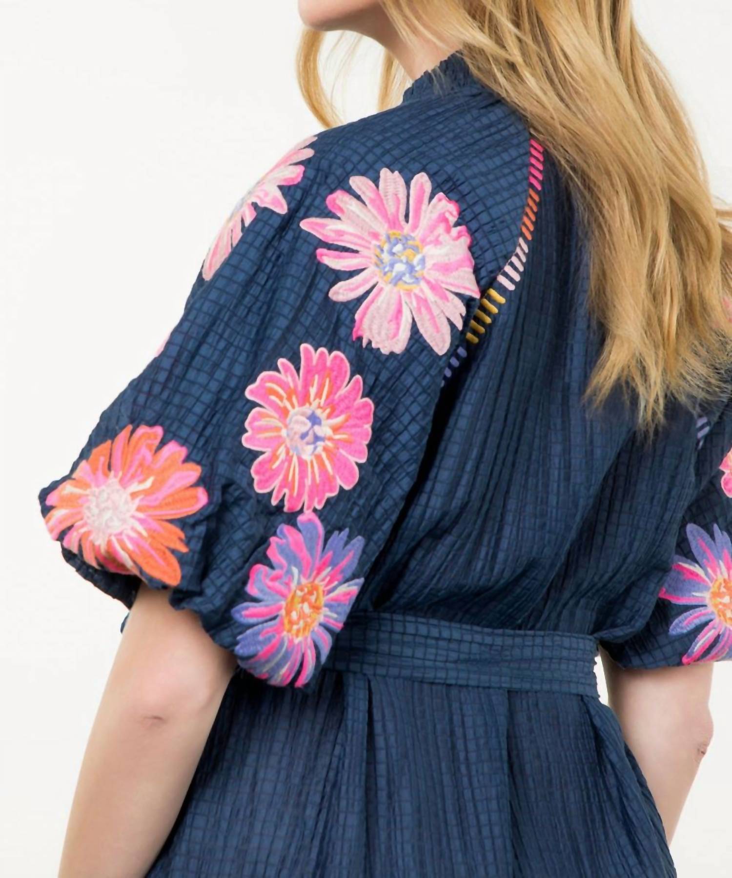 Thml - Indigo Bloom Puff Sleeve Dress
