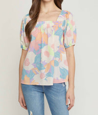 entro Floral Square Neck Blouse in multi - women's blouse