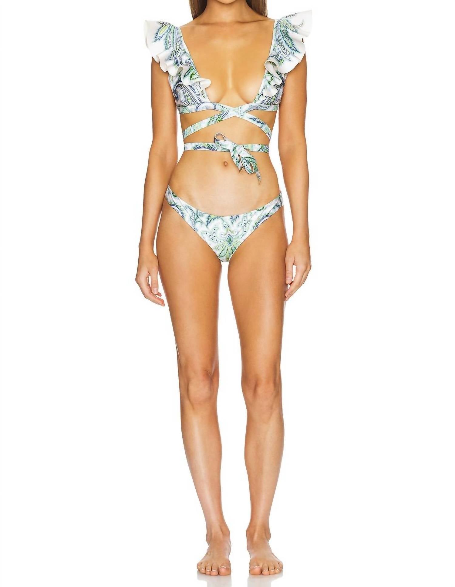 Zimmermann - Ottie Wrap Ruffle Bikini Set