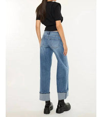 Kancan - Mid Rise Studded Wide Leg Jeans