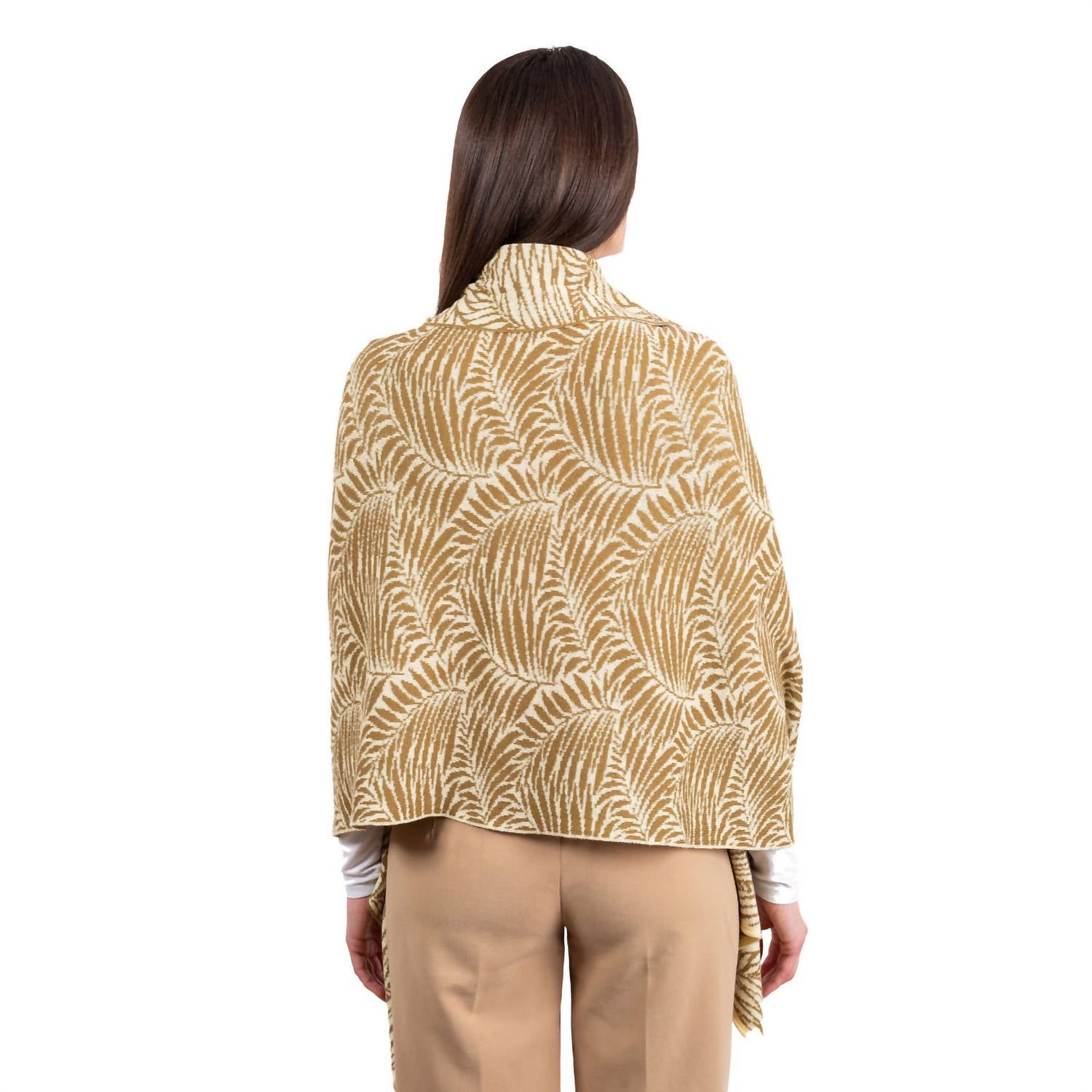 Saol Knitwear Newgrange Fern Wrap in fawn brown - women's scarf - alternate view