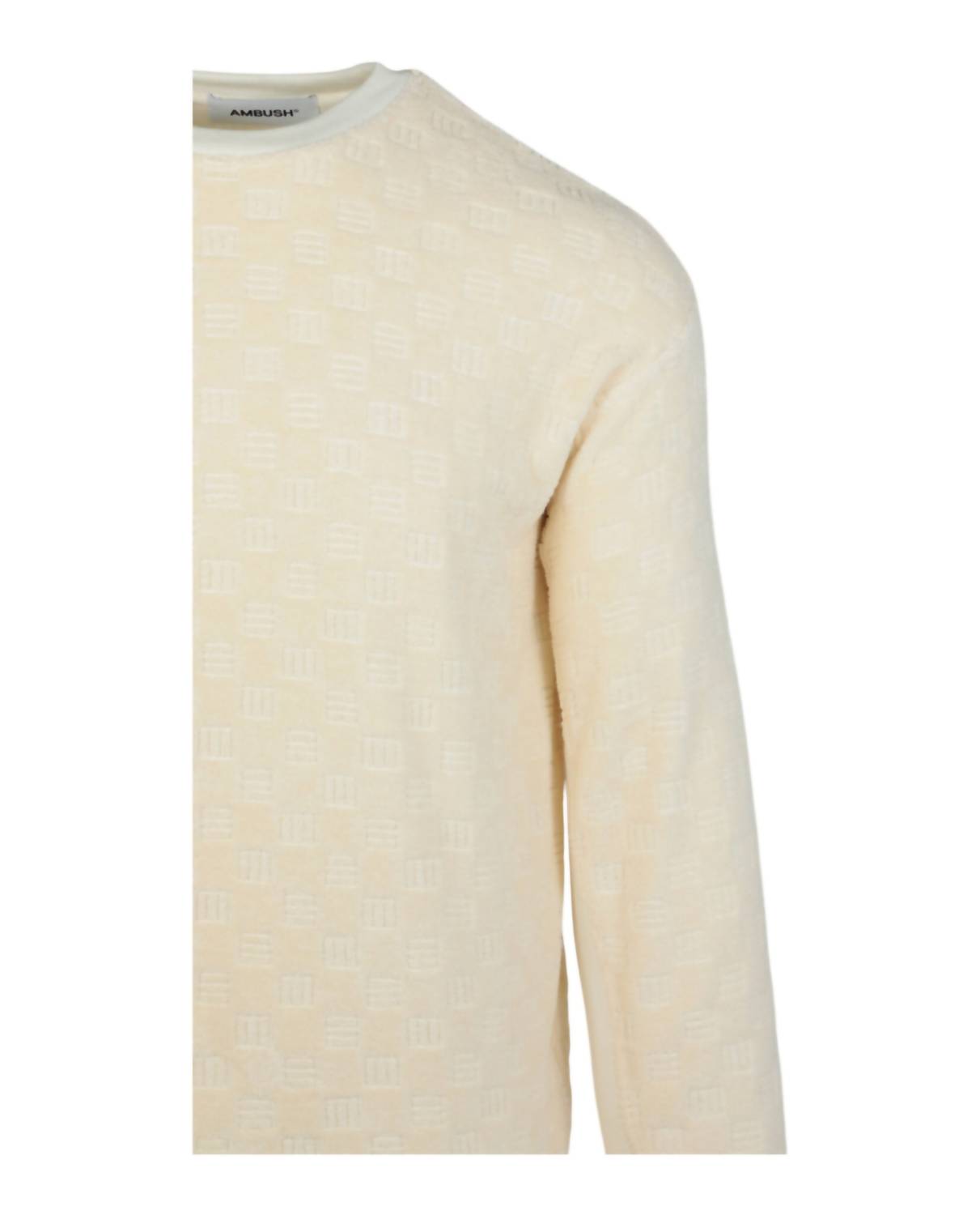 Ambush Men's Monogram Crewneck Sweatshirt in white - men's sweater - alternate view
