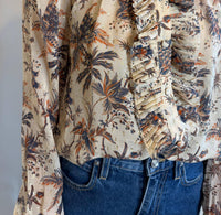 Ulla Johnson Nina Ruffle Placket Blouse in cameo - women's blouse - detail view