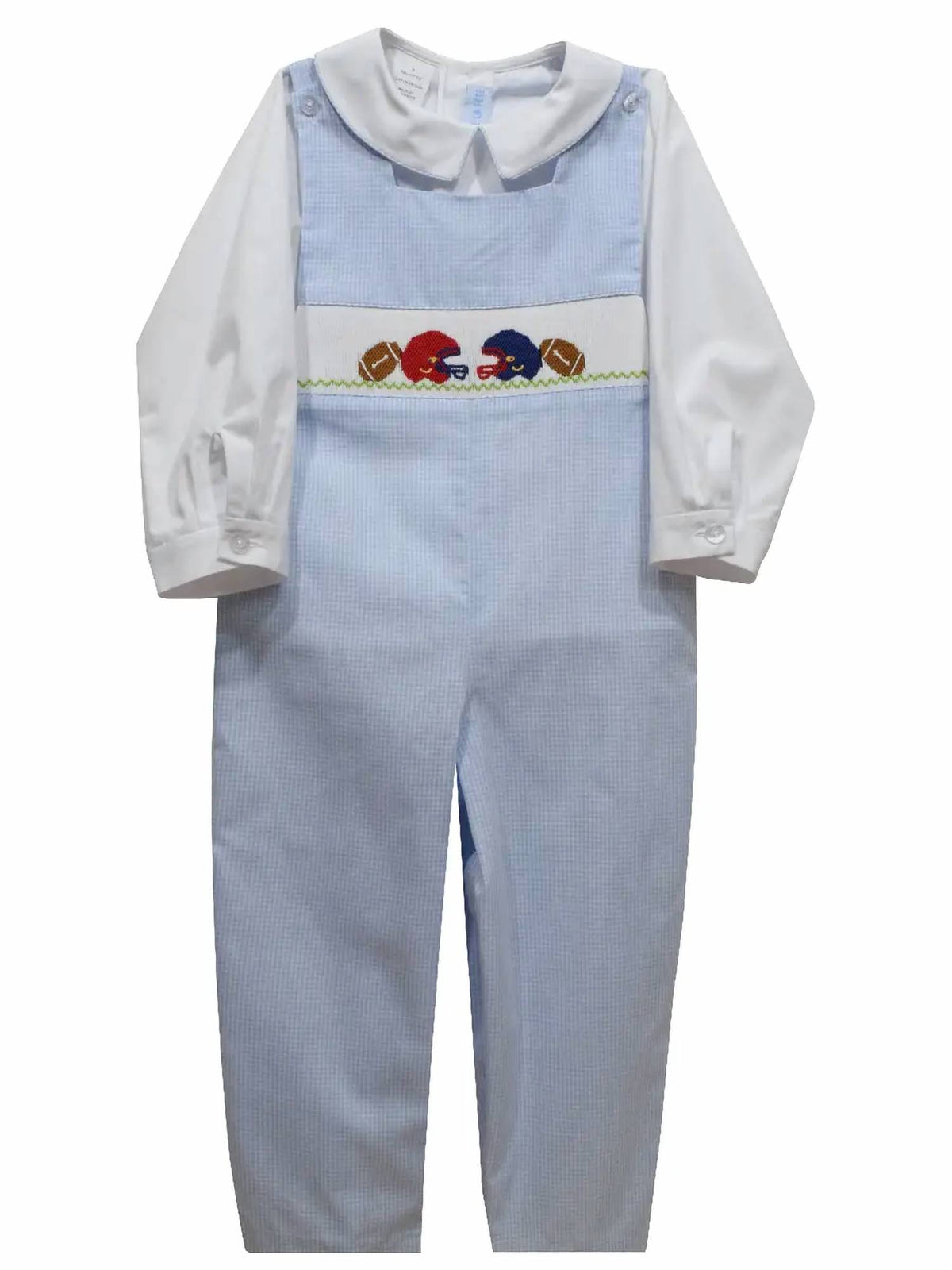 Vive La Fete - Wine's Football Smocked Boys Long Jon Jon & Shirt Long Sleeve
