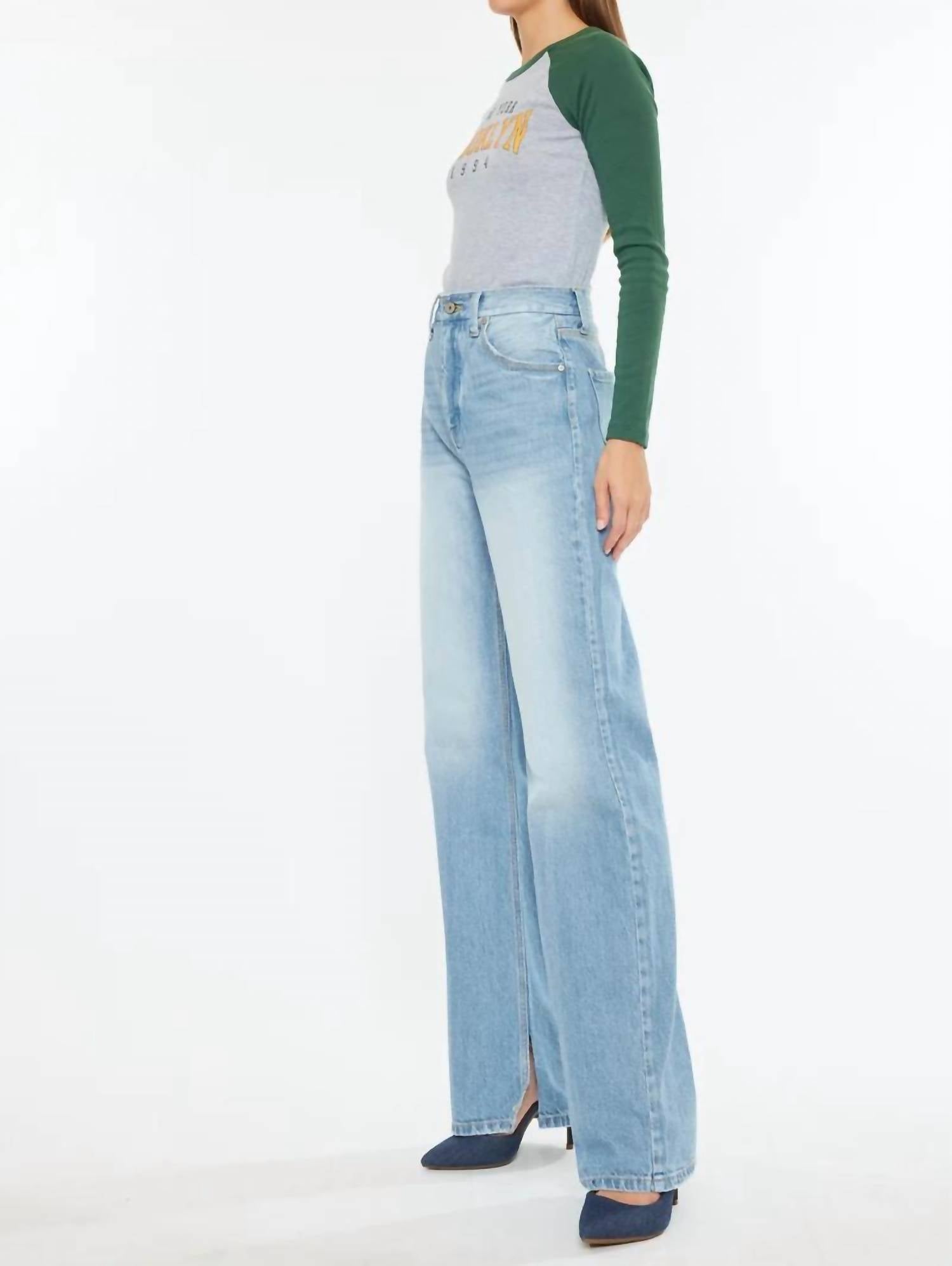 Kancan - High Rise Wide Slit Jeans