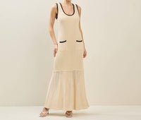 Able - Contrast Trim Knit Maxi Dress