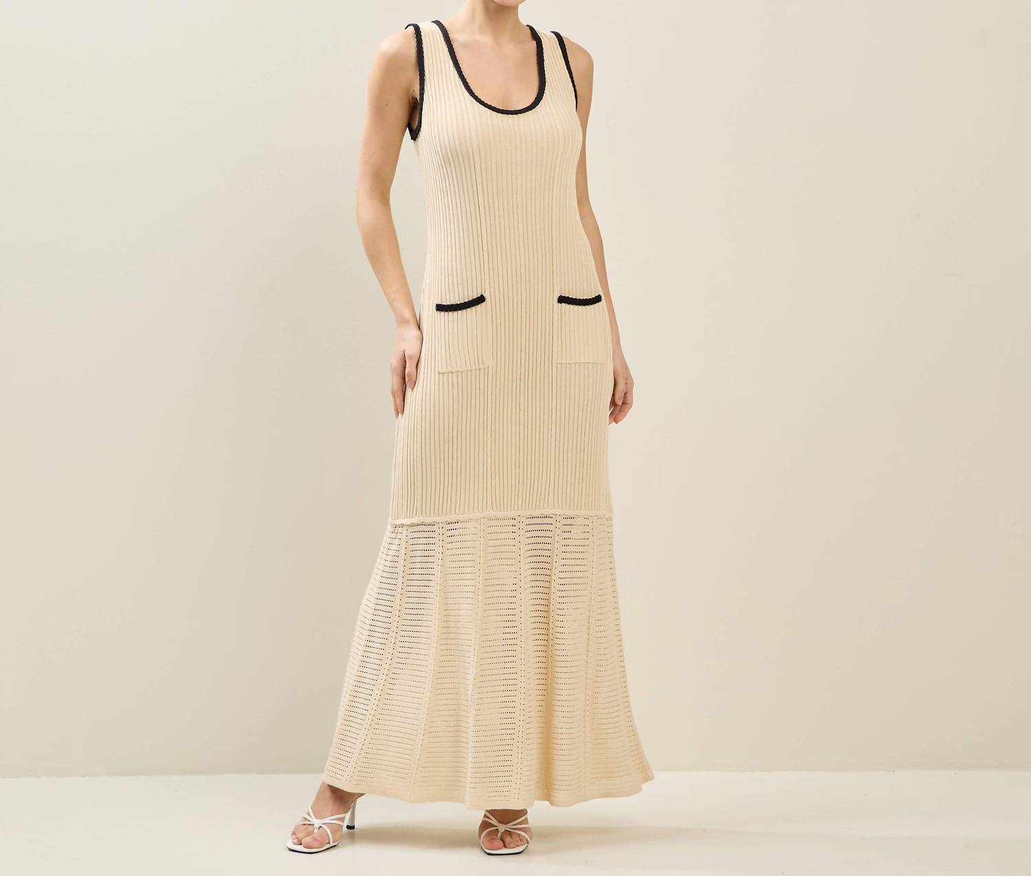 Able - Contrast Trim Knit Maxi Dress