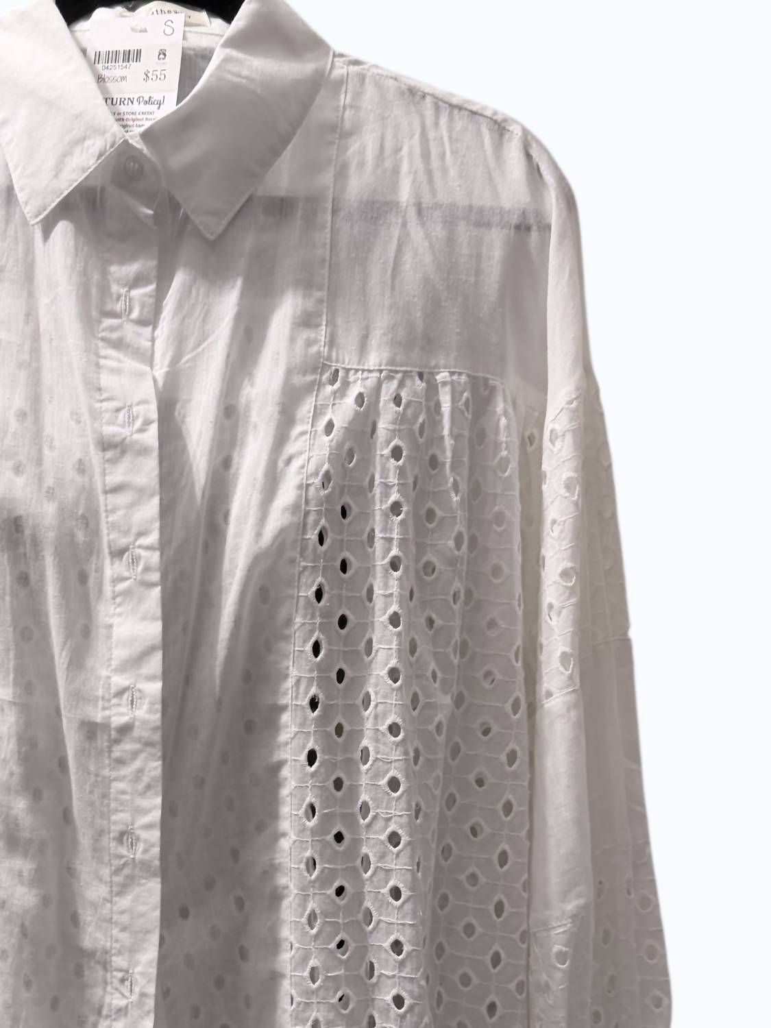 And The Why Women's Blossom Button Down Shirt in white - women's shirt - alternate view