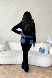 No Vacancy - Yours Truly Denim Contrast Pant Set