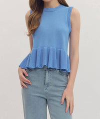 Entro - Crewneck Sleeveless Peplum Top