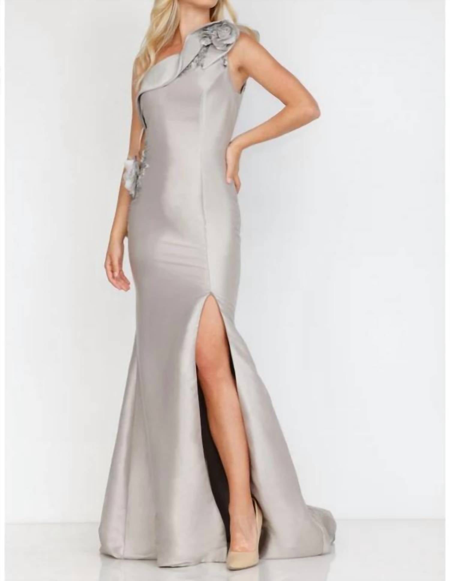 Terani Couture - One Shoulder Long Evening Gown