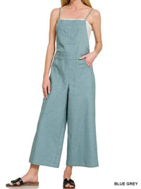 Zenana - Woven Spaghetti Strap Overalls