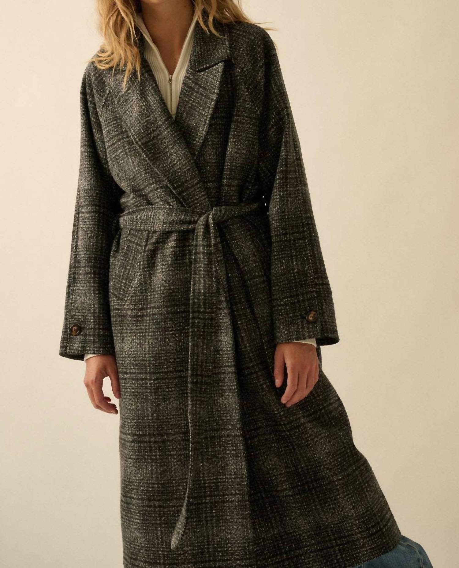 Promesa - Refined Plaid Belted Coat