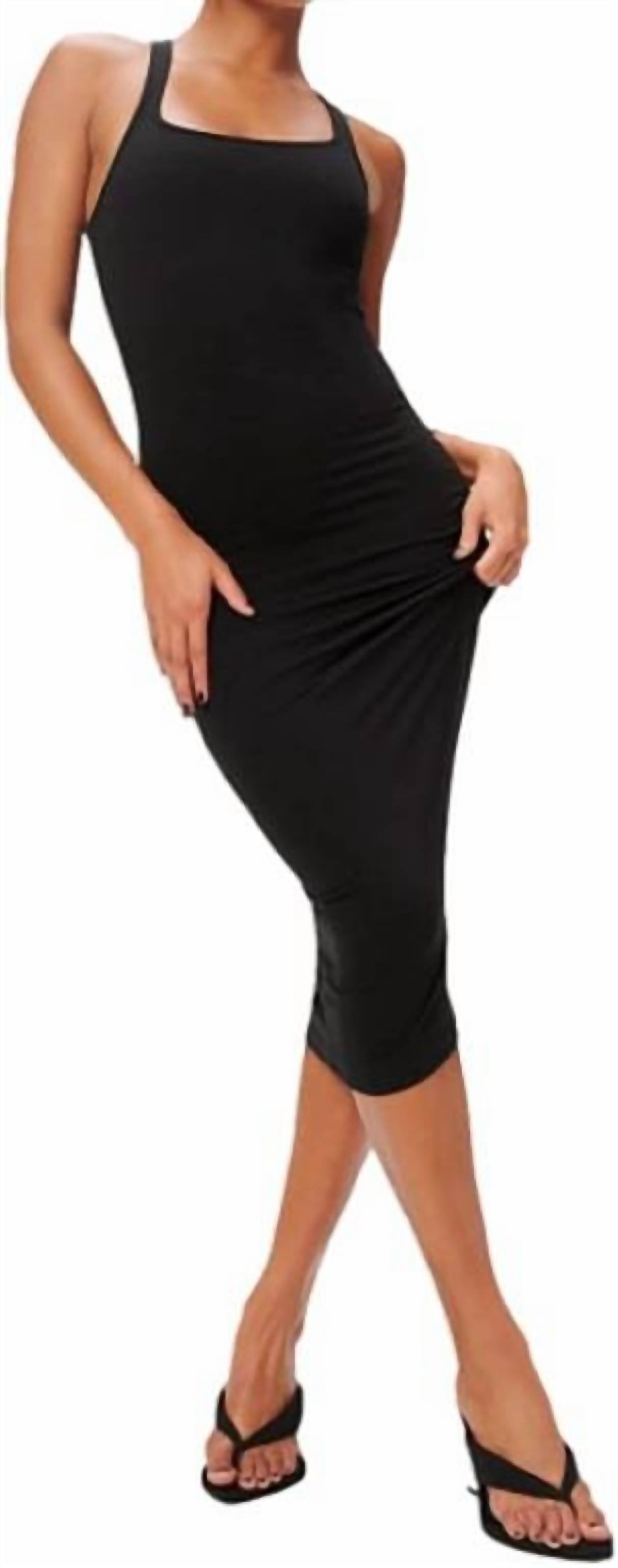 GOOD AMERICAN Scoop Neck Midi Dress in black - women's dress