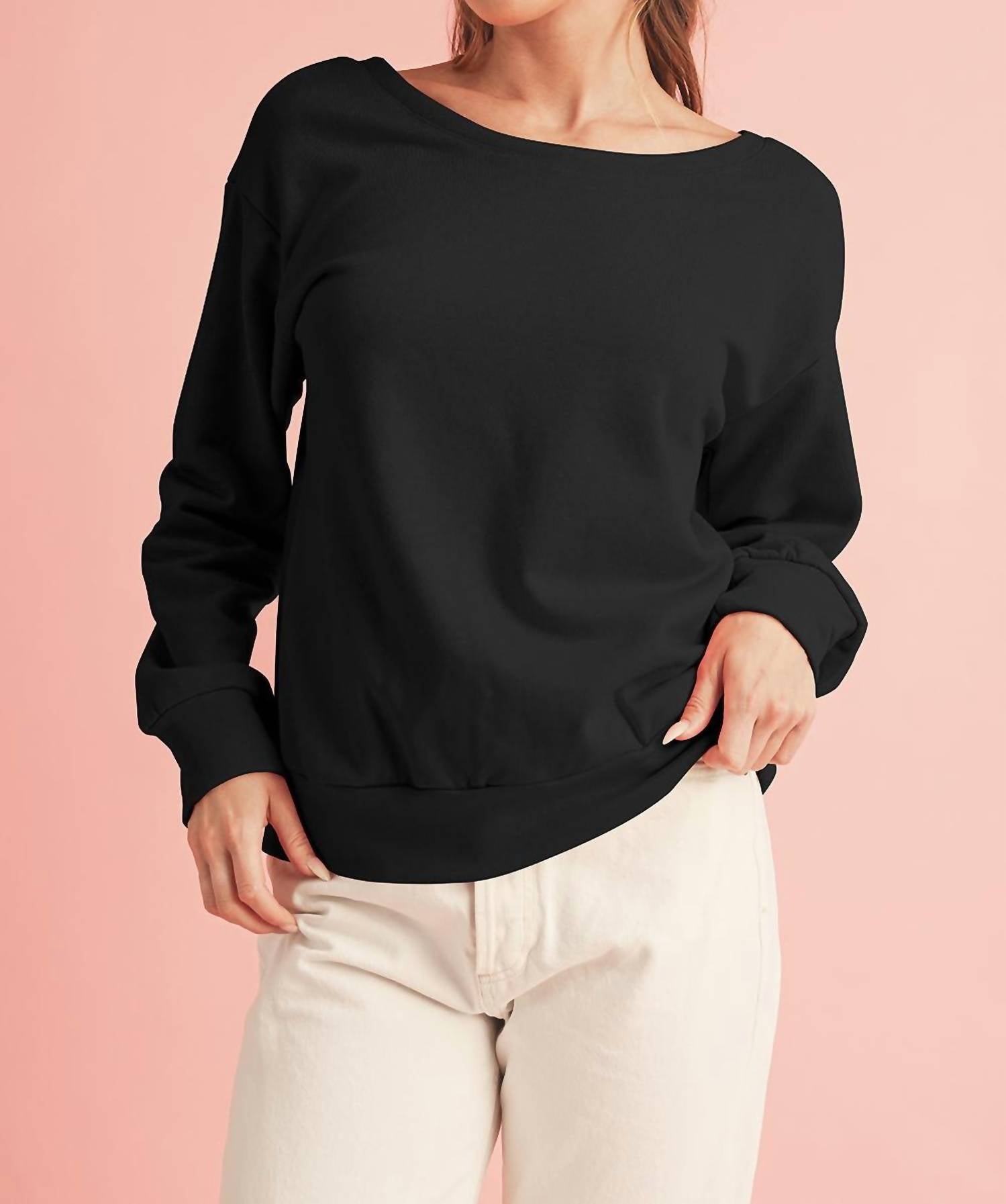 Shewin - Bowknot Round Neck Sweatshirt