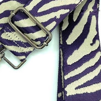 Cthru Women's Tiger Print Adjustable Crossbody Bag Purse Guitar Strap in purple white - women's item - detail view