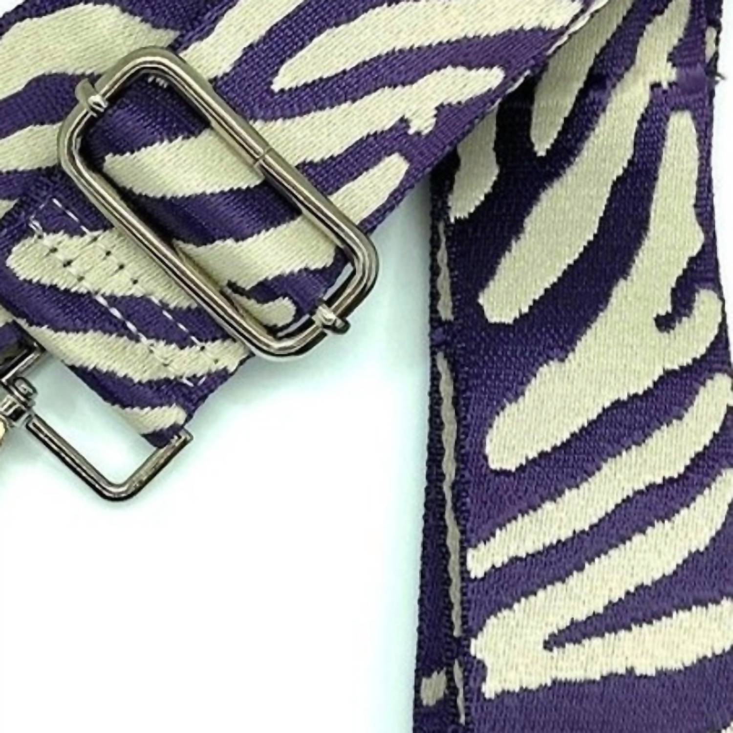 Cthru Women's Tiger Print Adjustable Crossbody Bag Purse Guitar Strap in purple white - women's item - detail view