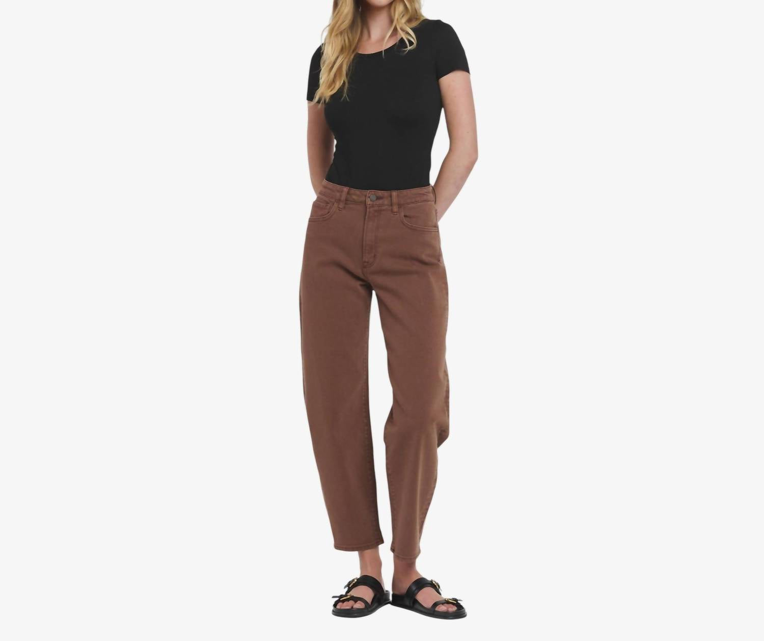 VERVET BY FLYING MONKEY Katie Barrel Jeans in brown - women's jeans - view 4