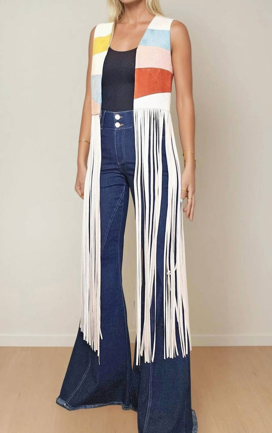 Wisteria Lane - Maxi Color-block Sunrise Faux Suede Vest