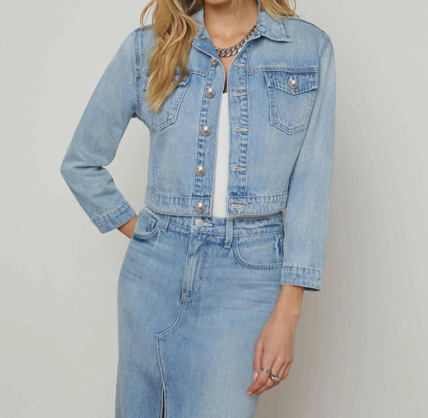 L'Agence - Koda Cropped Denim Jacket