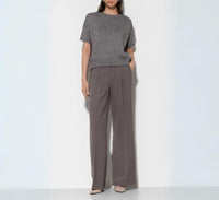 LUISA CERANO Tab Closure Straight Leg Trouser in taupe - women's pants