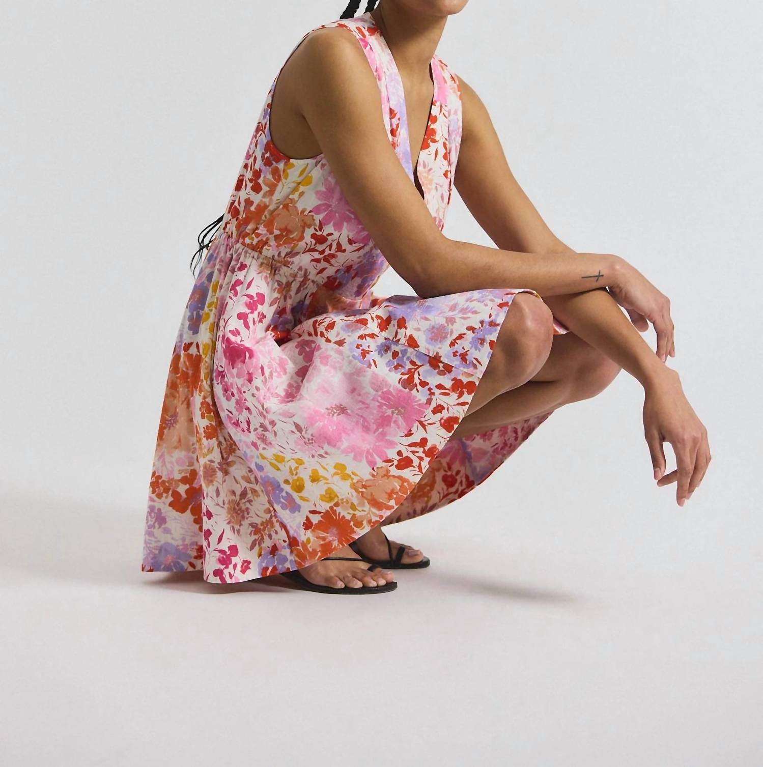 Derek Lam 10 Crosby Tia Floral Stretch Linen Mini Dress in rose multi - women's dress - view 5