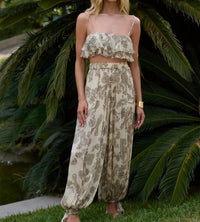 Hemant & Nandita - Ruffle Top And Harem Pant Set