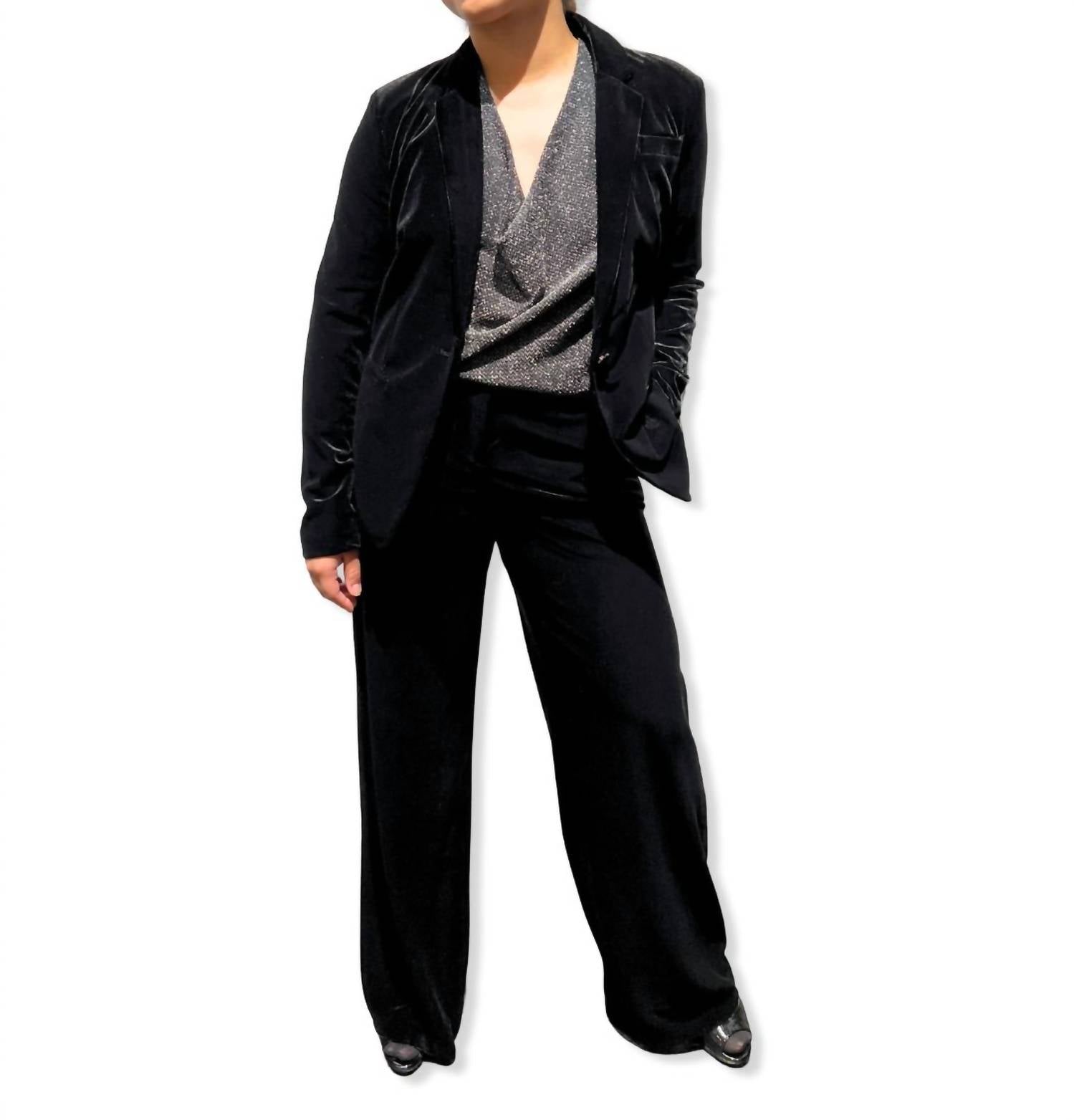 Tractr - Velvet Long Sleeve Blazer