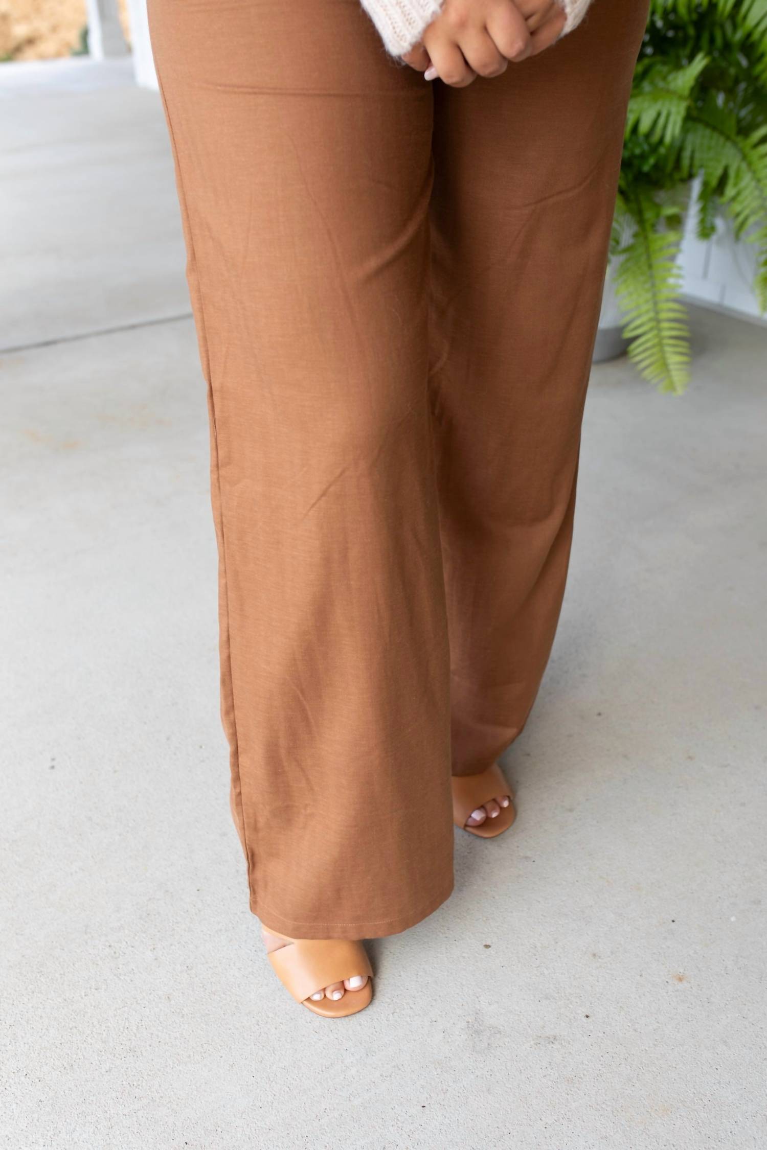 SAGE+FIG Sophisticated Stride Tie-Waist Trousers in brown - women's pants - alternate view
