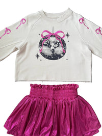Paper Flower - Girl's Embroidered Bows & Disco Ball Sweatshirt