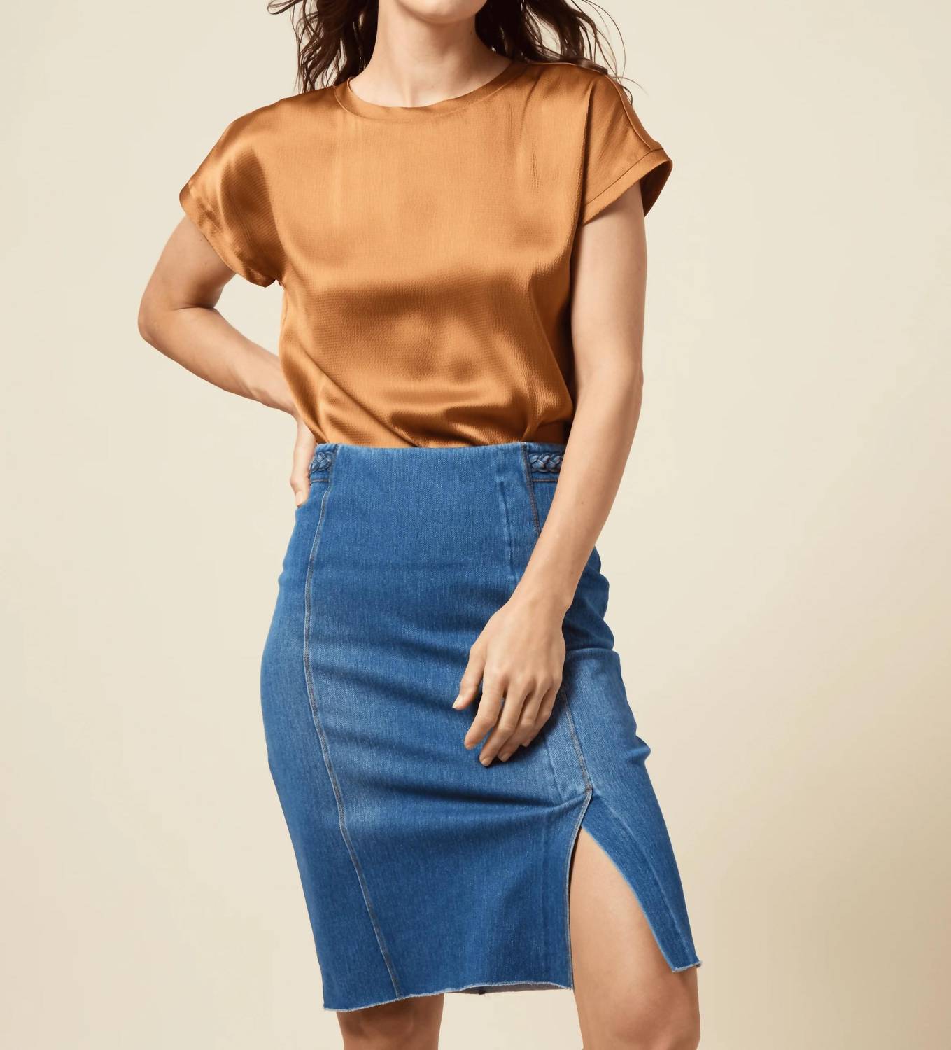 Lysse - Tess Braided Denim Pencil Skirt