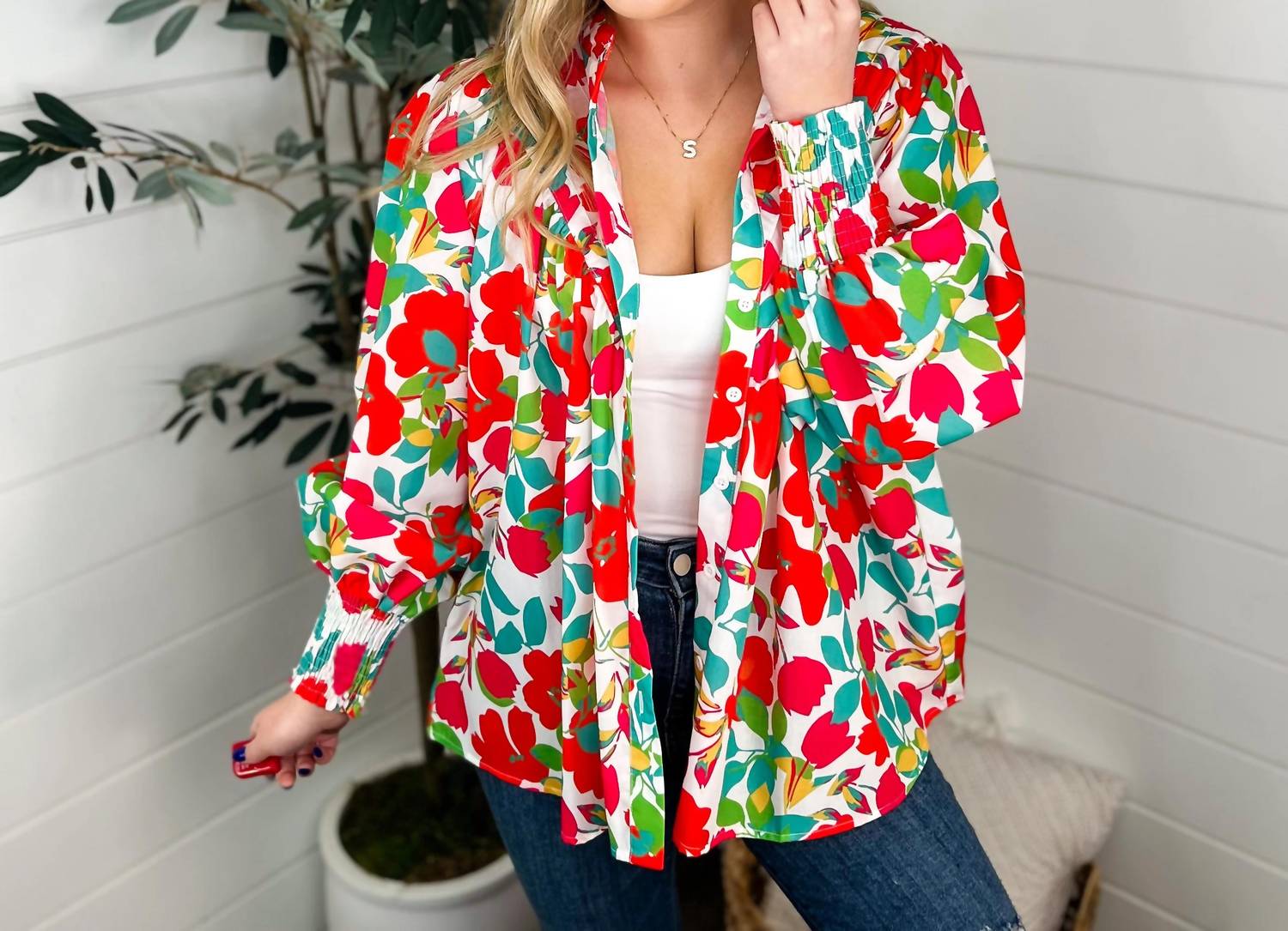 Jess Lea - Looking Fine Long Sleeve Button Up Top