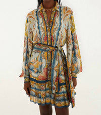 Farm Rio - Mosaic Garden Belted Mini Dress