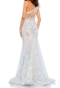 Mac Duggal - Embroidered Applique Feathered One Shoulder Trumpet Gown