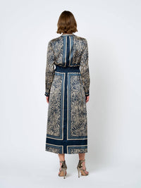 Ciebon - Coco Animal Print Long Sleeve Shirt Midi Dress