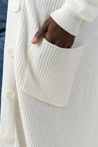 Minnie Rose - Cotton / Cashmere Belted Ribbed Long Cardigan - Plus Size