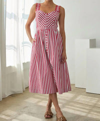 Skies Are Blue - United We Stand Stripe Midi Dress